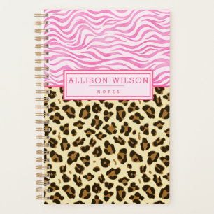 Agenda Impresión elegante de cebra rosa y leopardo