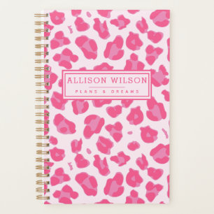 Agenda Impresión estilizada rosa sobre leopardo rosa