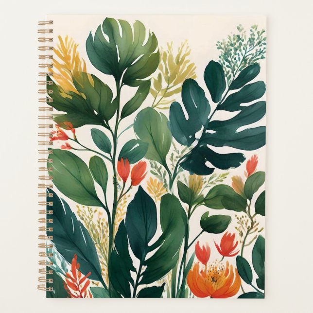 Agenda Impresión floral tropical personalizada (Anverso)