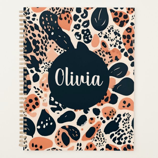 Agenda Impresión personalizada de animales de leopardo de (Anverso)