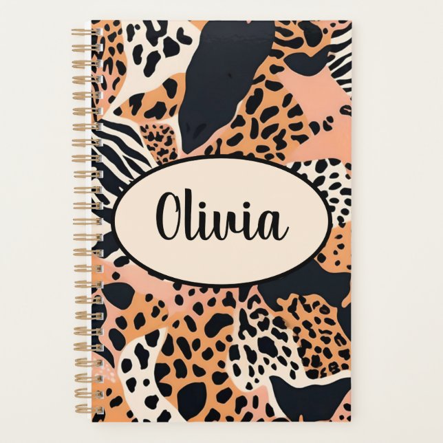 Agenda Impresión Personalizada de Guepardo y Cebra (Anverso)