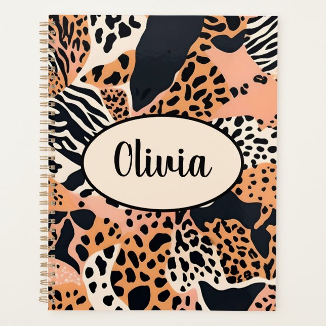 Agenda Impresión personalizada de guepardo y cebra (Anverso)