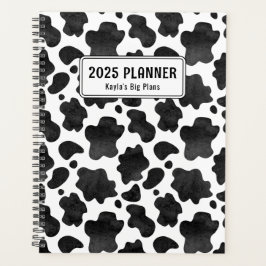 Agenda Impresión personalizada de vaca en blanco y negro