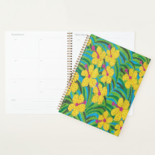 Agenda Impresión tropical amarilla de Hibiscus