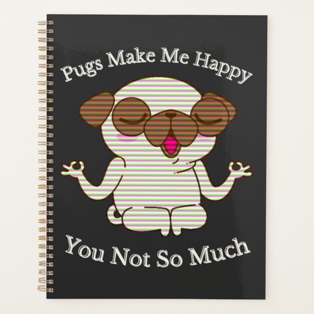 Agenda Impresionante Pug De Yoga Meditando Con Divertidos (Anverso)