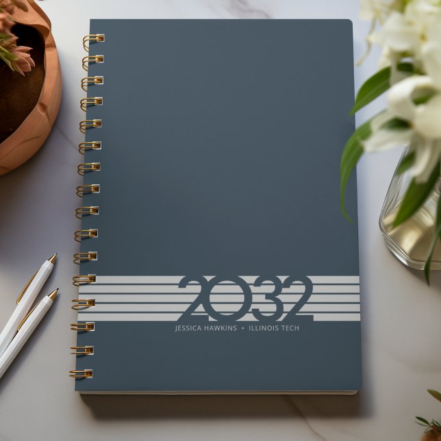 Agenda Indigo Navy Blue Bottom Stripe Spiral Semanal (Subido por el creador)
