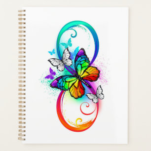 Agenda Infinidad brillante con la mariposa arcoiris