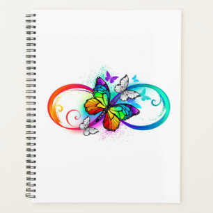 Agenda Infinidad brillante con la mariposa arcoiris