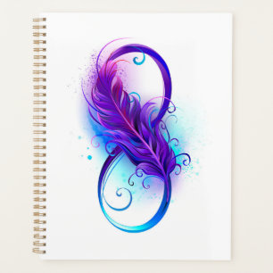 Agenda Infinito con plumas púrpura