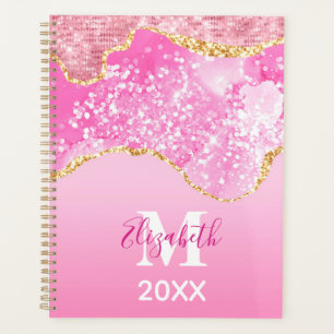 Agenda Inicial de nombre monograma rosa dorado glamour br