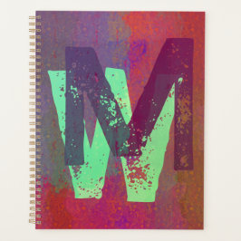 Agenda Iniciales de monograma Arte Grunge Funky Púrpura V