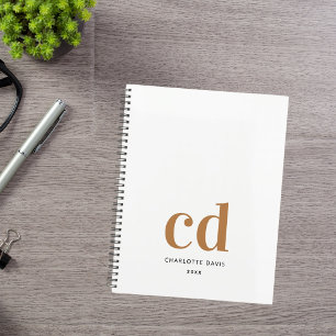 Agenda Iniciales de monograma de oro blanco modernas 2025