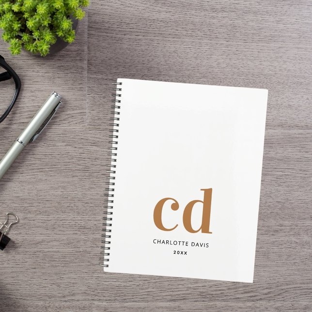 Agenda Iniciales de monograma de oro blanco modernas 2026 (Subido por el creador)