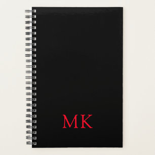 Agenda Iniciales de monograma moderno rojo y negro person