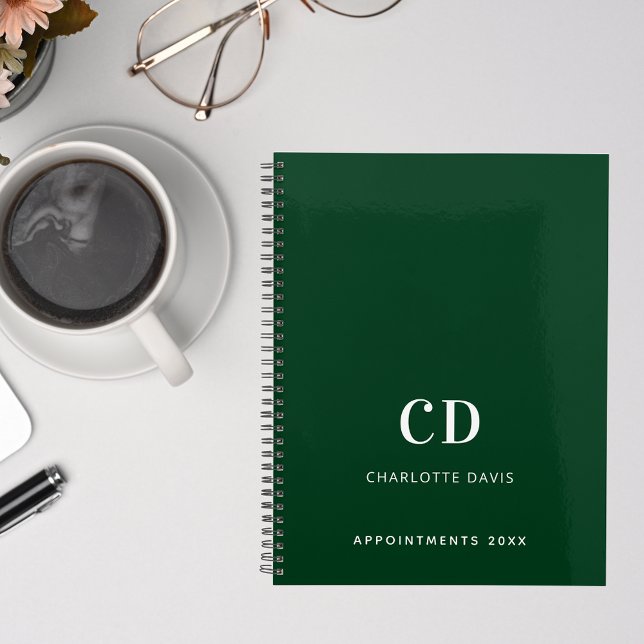 Agenda Iniciales del monograma verde esmeralda 2026 (Subido por el creador)