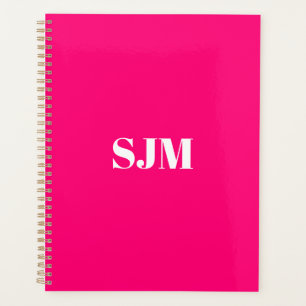 Agenda Iniciales minimalistas modernas de monograma rosa 