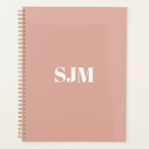 Agenda Iniciales minimalistas modernas de monograma rosa 