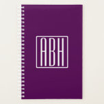 Agenda Iniciales Monograma | Blanco Sobre Púrpura Intenso<br><div class="desc">Animado y moderno.</div>