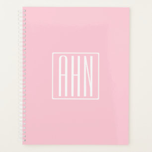 Agenda Iniciales Monograma Blanco Sobre Rosa Claro