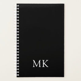 Agenda Iniciales personalizadas de monograma negro modern