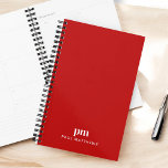 Agenda Iniciales y nombre de monograma profesional simple<br><div class="desc">Sencillo y elegante, este diseño profesional de planificación en rojo vibrante con un texto beige de marfil tiene una tipografía moderna que explica sus iniciales monográficas en una cara de tipo funda inferior en la parte delantera de la cubierta. Debajo de su monograma está su nombre en todos los mayúsculas...</div>