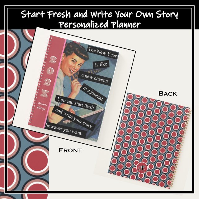 Agenda Iniciar el siguiente mejor capítulo personalizado (Vintage aesthetic daily planner. new Year is like a new chapter in a journal. You can start fresh.)