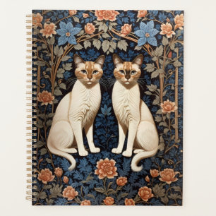 Agenda Inspiración de dos gatos siameses William Morris