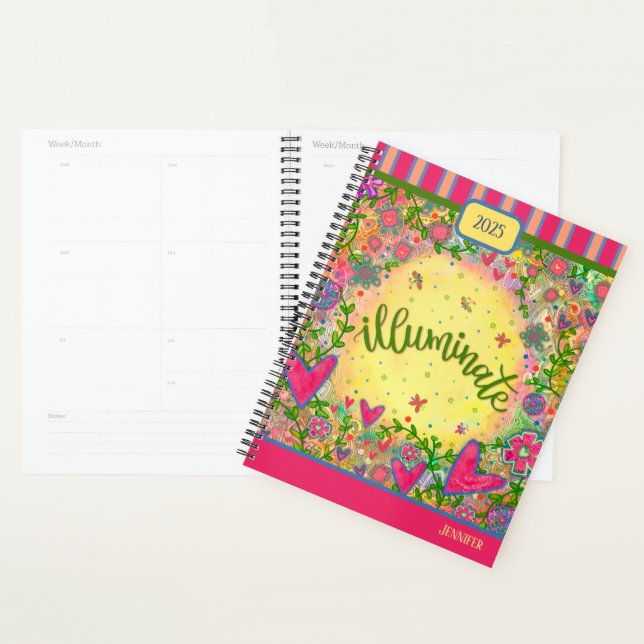 Agenda Inspirador Bonito Floral Iluminar Personalizado (Demostración)