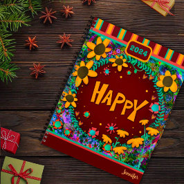 Agenda Inspirando Bonito Floral Feliz Diversión Personali