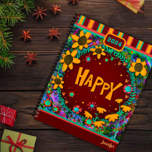 Agenda Inspirando Bonito Floral Feliz Diversión Personali