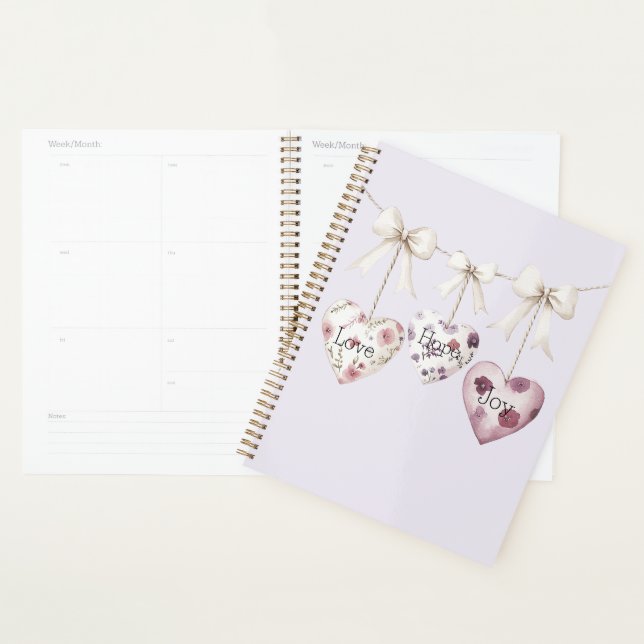 Agenda Inspirational Floral Love Hope Joy Hearts Bow (Demostración)