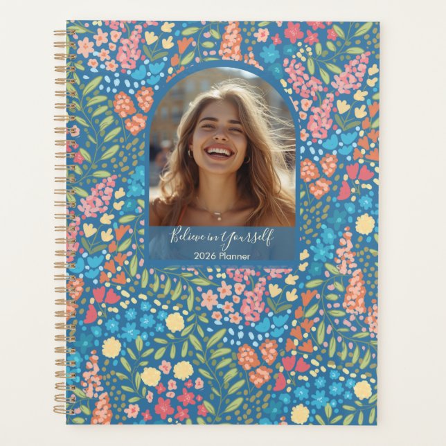 Agenda Inspirational Floral Photo Weekly Monthly Planner (Anverso)