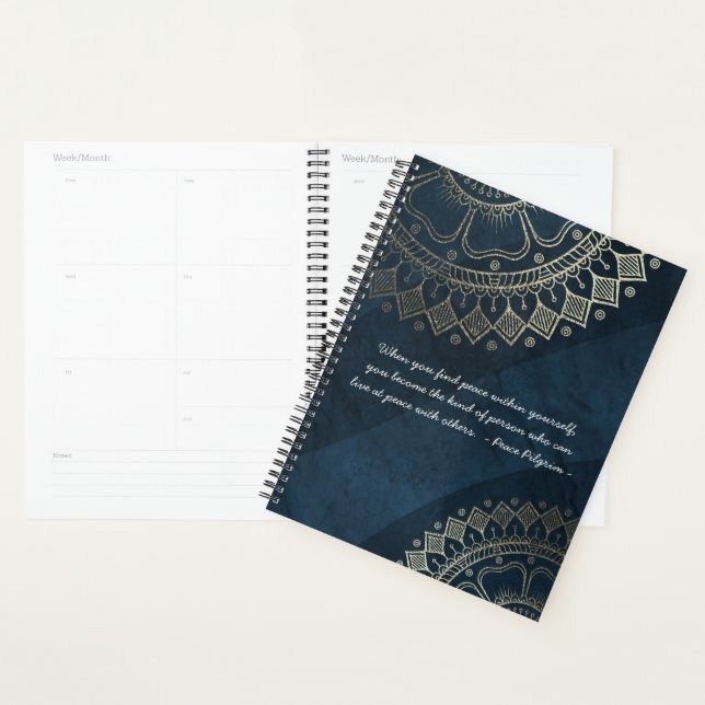 Agenda Instructor de Meditación de Yoga Blue Gold Mandala (Demostración)
