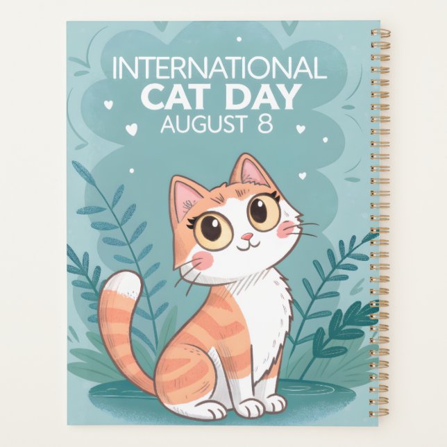 Agenda International Cat Day Cute Whimsical Cat Art (Reverso)