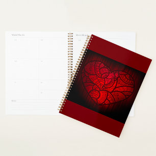 Agenda Intrincado patrón de boho romántico del corazón de