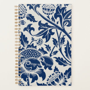Agenda Intrincado patrón floral azul sobre fondo claro