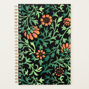 Agenda Intrincado patrón floral con hojas verdes