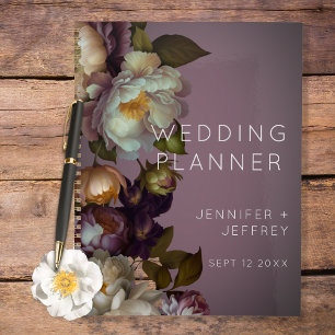 Agenda Invitación a la boda moderna floral de Moody Mauve