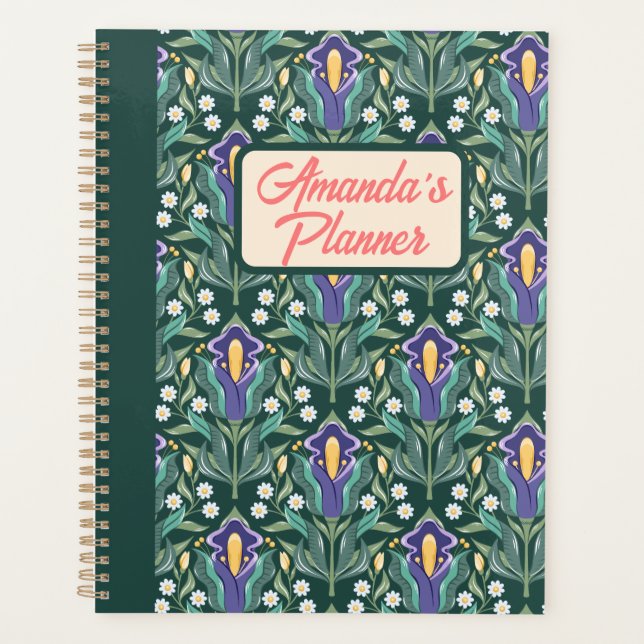 Agenda Iris Magic Planner - Patrón de flores (Anverso)