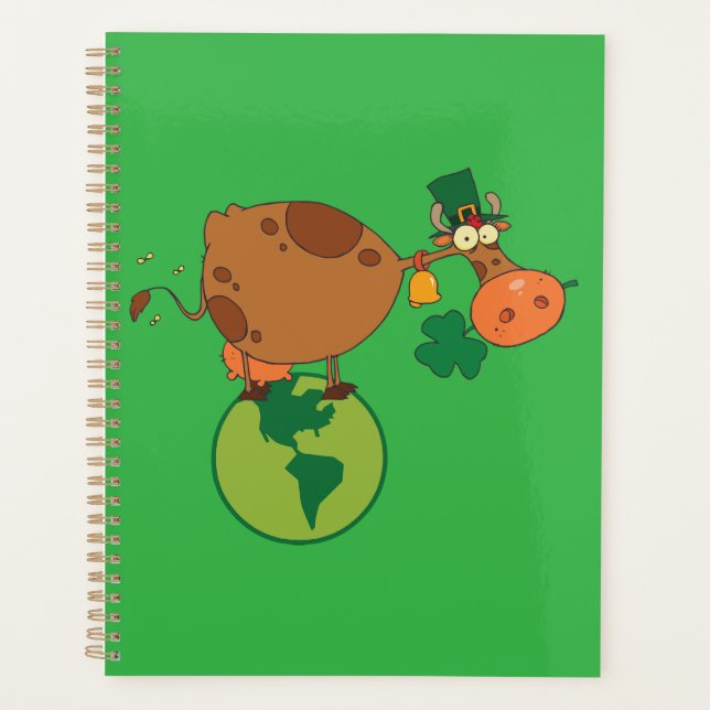 Agenda Irish Leprechaun Cow Standing on Planet Earth (Anverso)