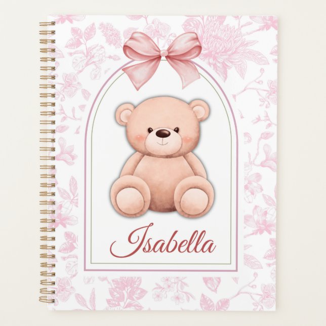 Agenda Isabella | Diseño de guardería de osito rosado per (Anverso)