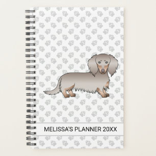 Agenda Isabella y Tan Pelo Largo Perro Dachshund & Texto