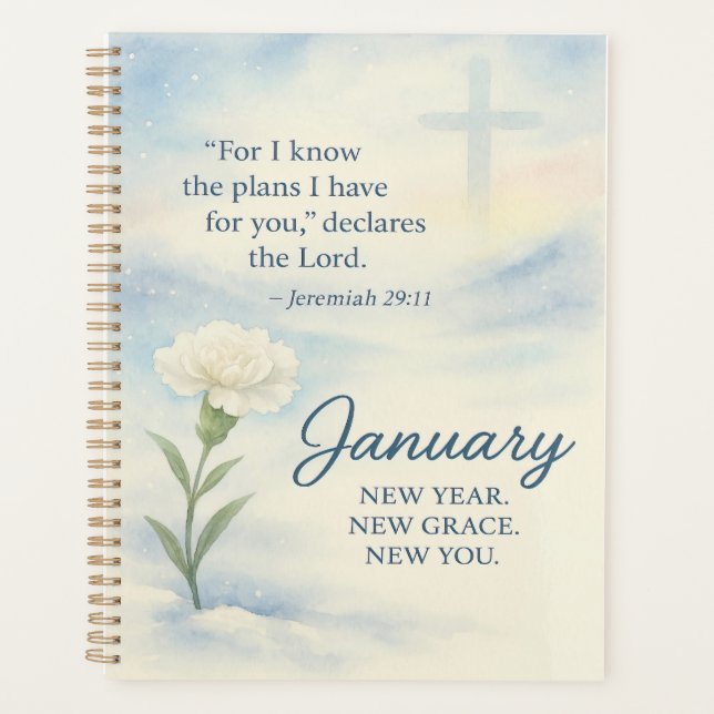 Agenda January Floral Birthday Inspirational Winter  (Anverso)