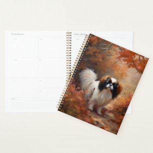 Agenda Japanese Chin en hojas de otoño inspira caída