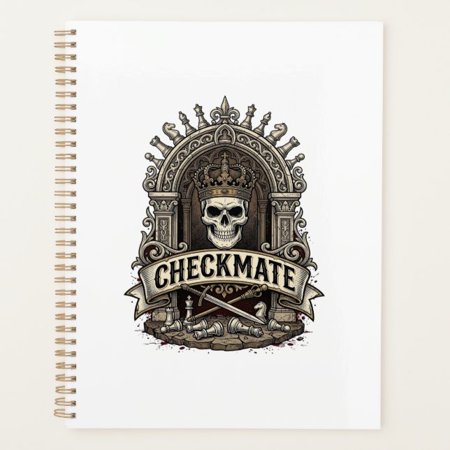 Agenda Jaque Mate Rey Calavera Ajedrez Vintage (Anverso)