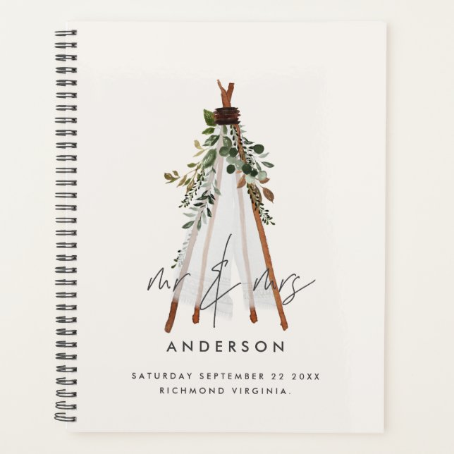Agenda Jardín botánico de tepee bohemio moderno (Anverso)