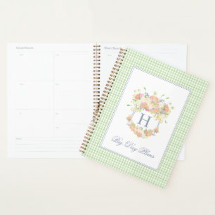 Agenda Jardín de Fiesta Floral de Acuarela Cresta Gingham