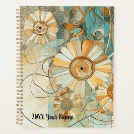 Agenda Jardín de flores Verde azuladas abstractas de colo