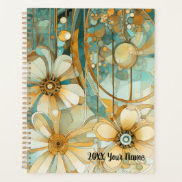 Agenda Jardín de flores Verde azuladas abstractas de colo