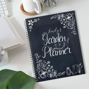 Agenda Jardín de pizarra negra floral rústica